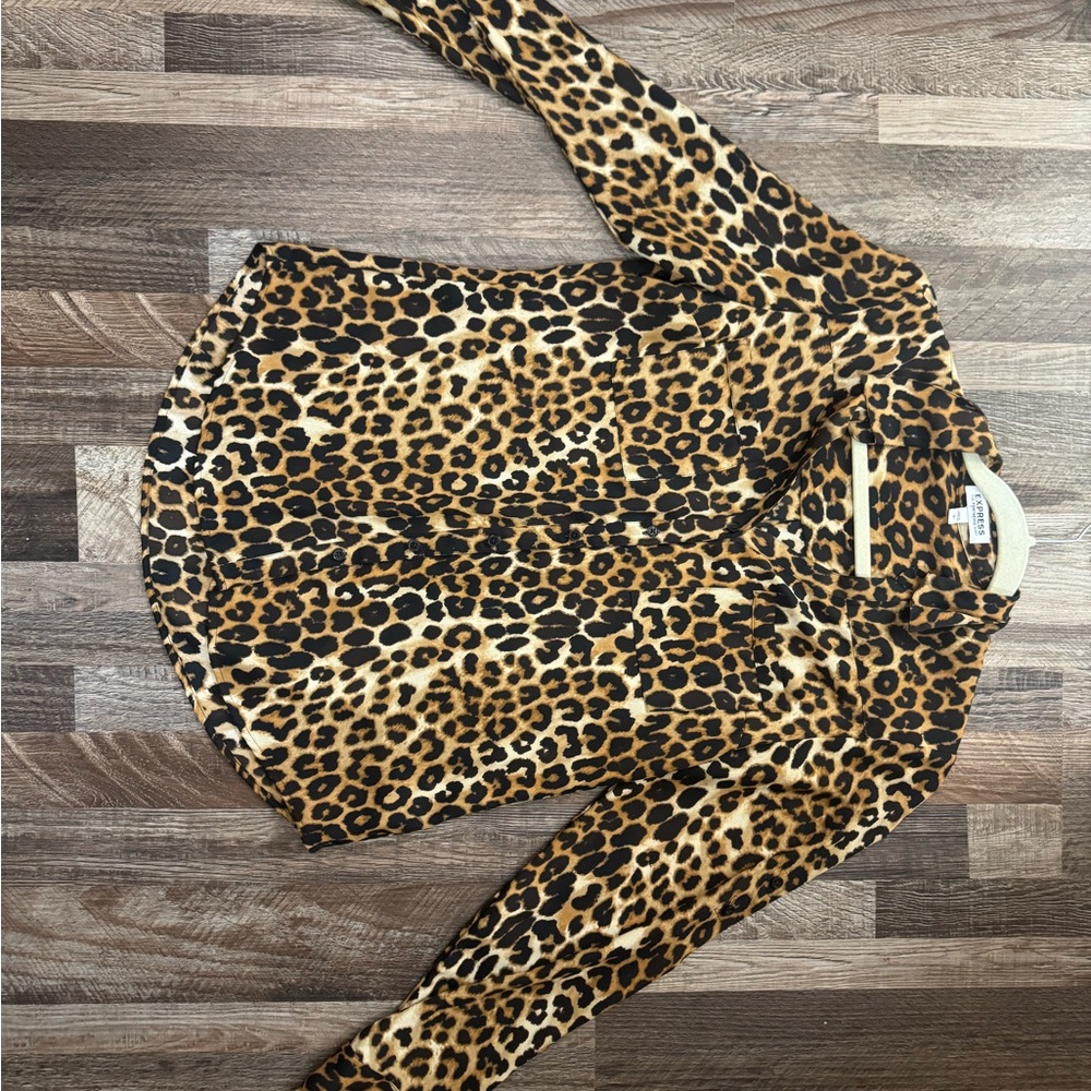 Express Leopard Print Portofino Shirt